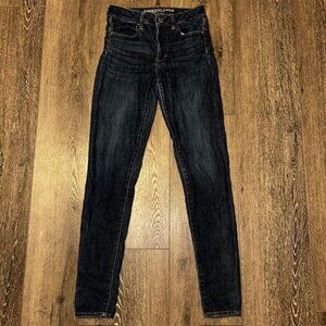 American Eagle Jeans Womens 6 X-Long Blue Denim Super Stretch Hi-Rise Jegging